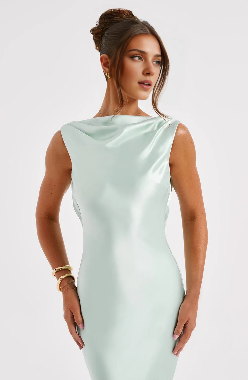 Backless Satin Prom Dresses Boat Neck Bridesmaid Dress For Wedding Mermaid Sleeveless Formal Party Gowns Maxi Dress