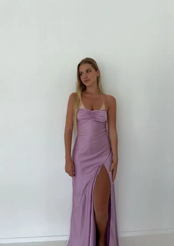 Elegant Gowns Evening Dresses Purple Mermaid Long Party Dress Slit Prom Dress