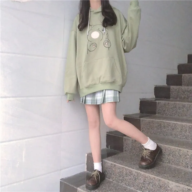 Kawaii Bear Printed Loose Hoodies