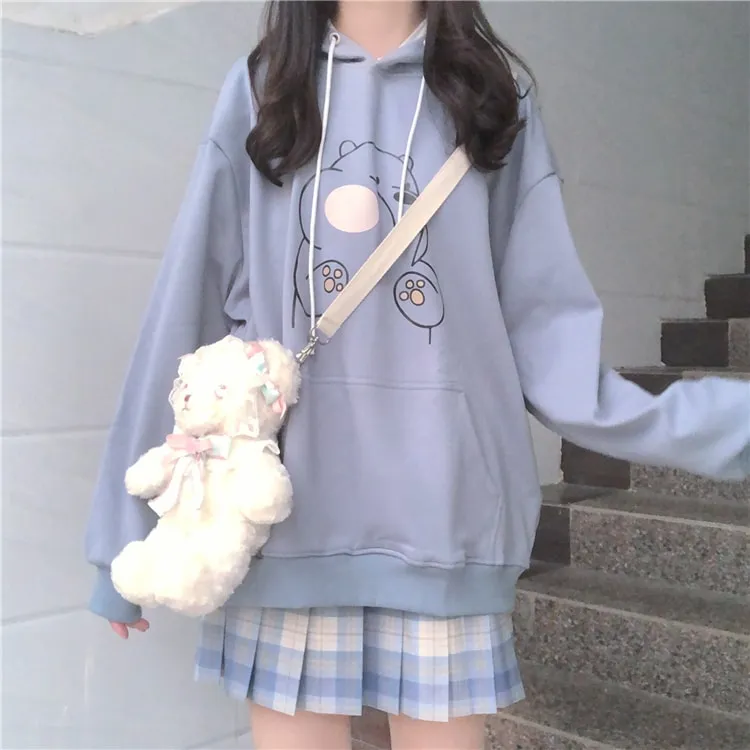 Kawaii Bear Printed Loose Hoodies