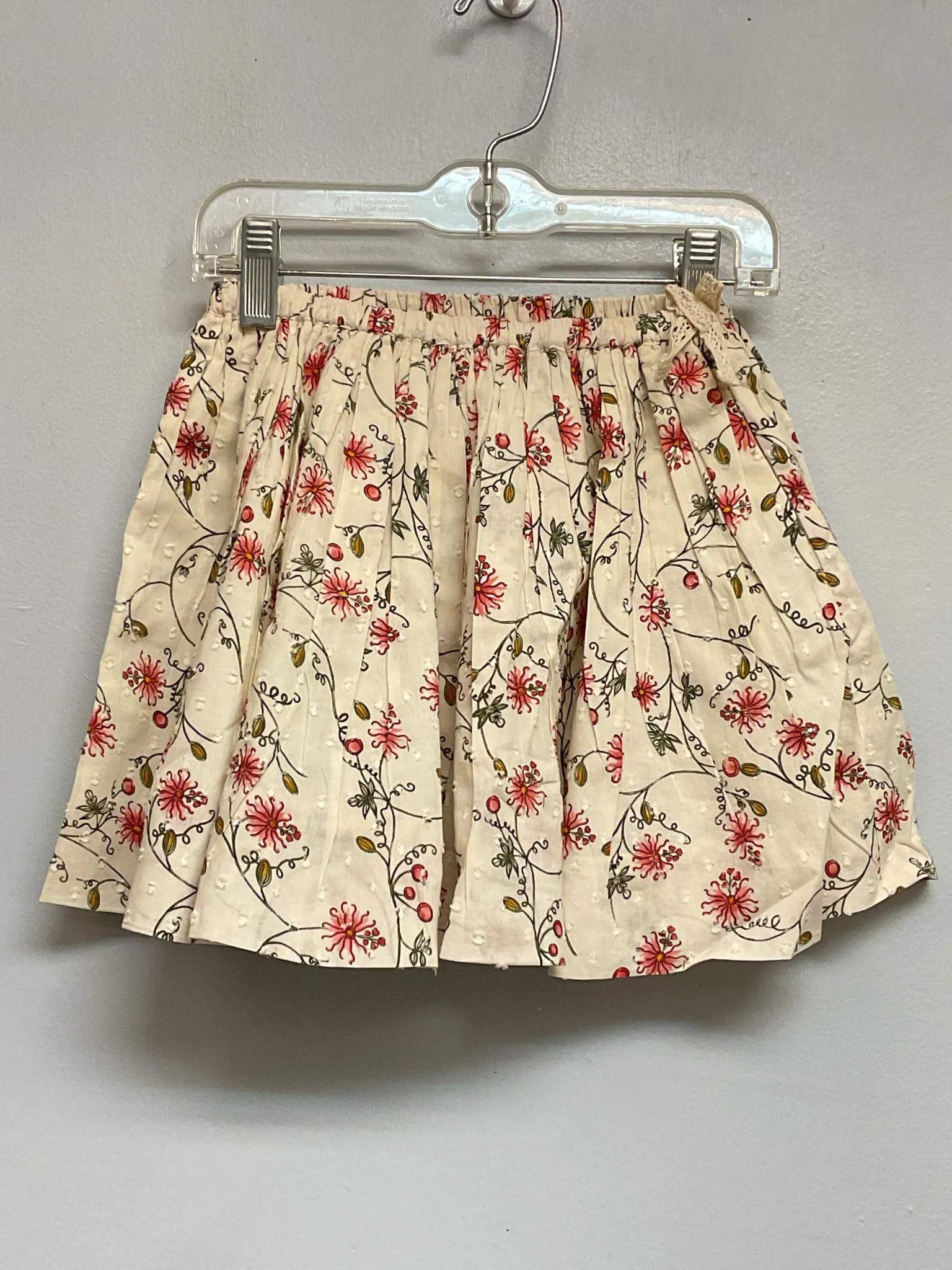 Lali Size 5 Red & Green Floral Cotton Girls Skirts