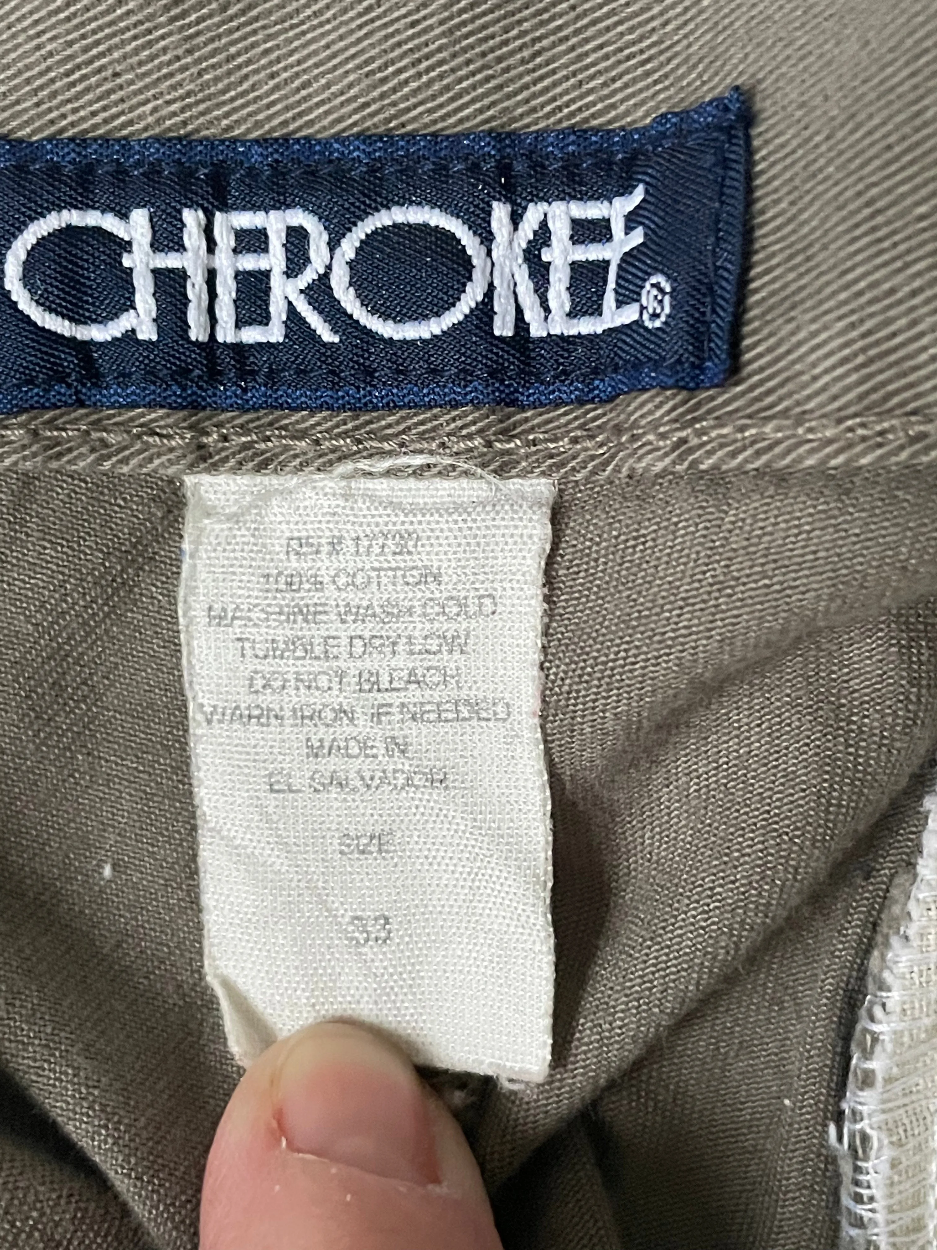 Mens 33” Waist Khaki/GrayCargo Shorts CHEROKEE Pockets 100% Cotton Chino
