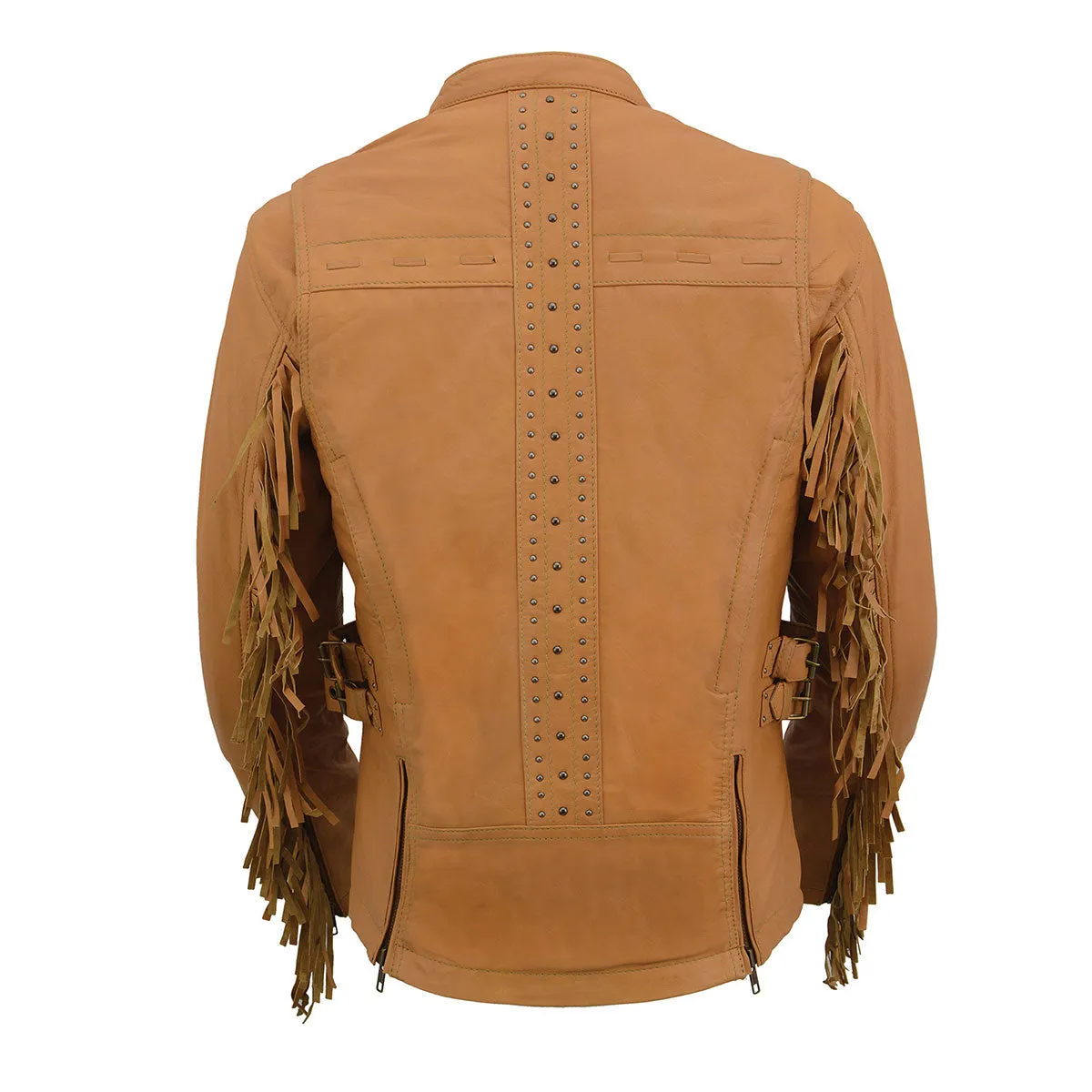 Milwaukee Leather MLL2566 Ladies Fringed Racer Lightweight Saddle Leather Jacket
