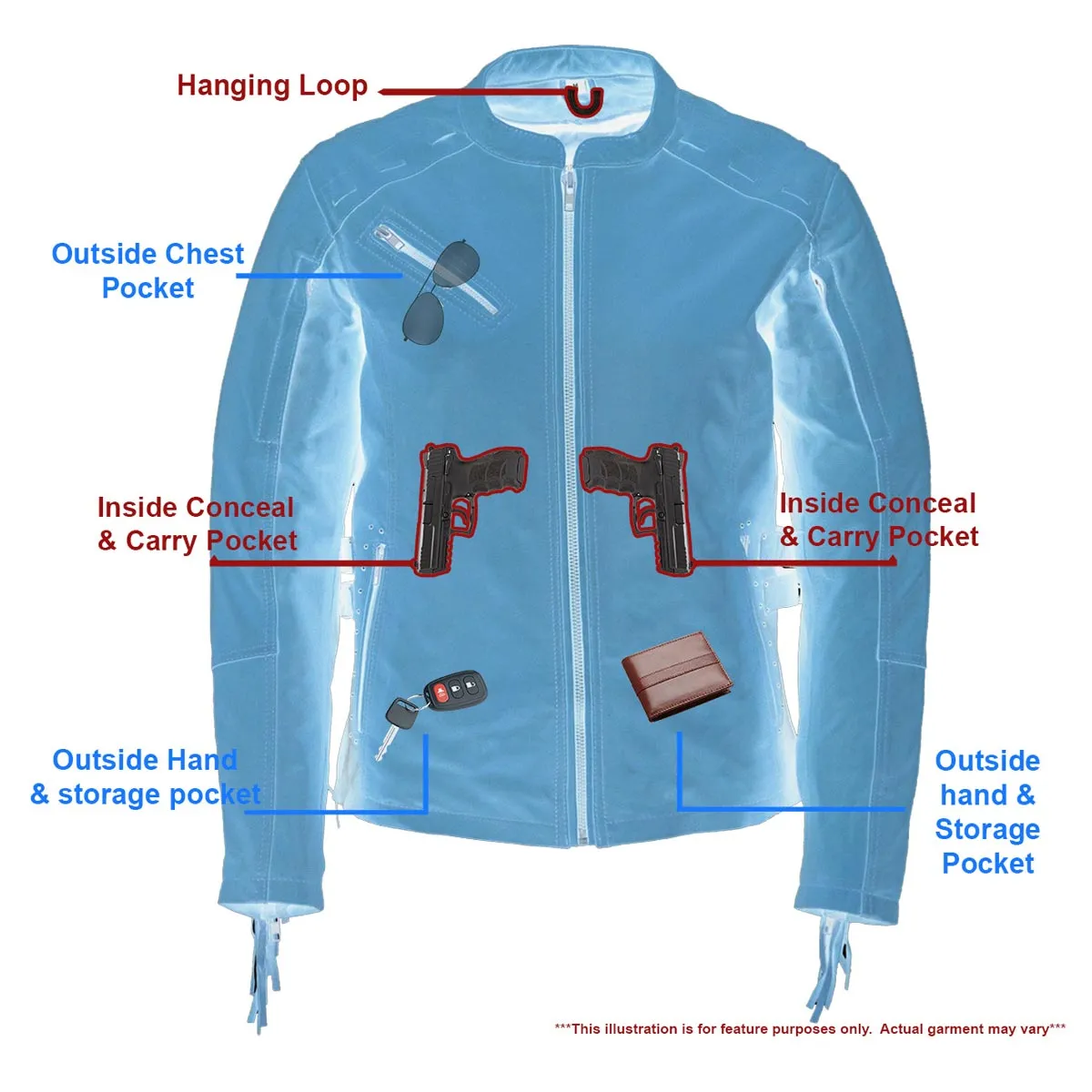 Milwaukee Leather MLL2566 Ladies Fringed Racer Lightweight Saddle Leather Jacket