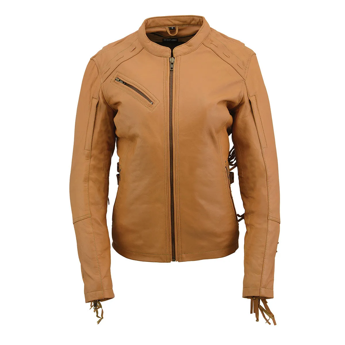 Milwaukee Leather MLL2566 Ladies Fringed Racer Lightweight Saddle Leather Jacket