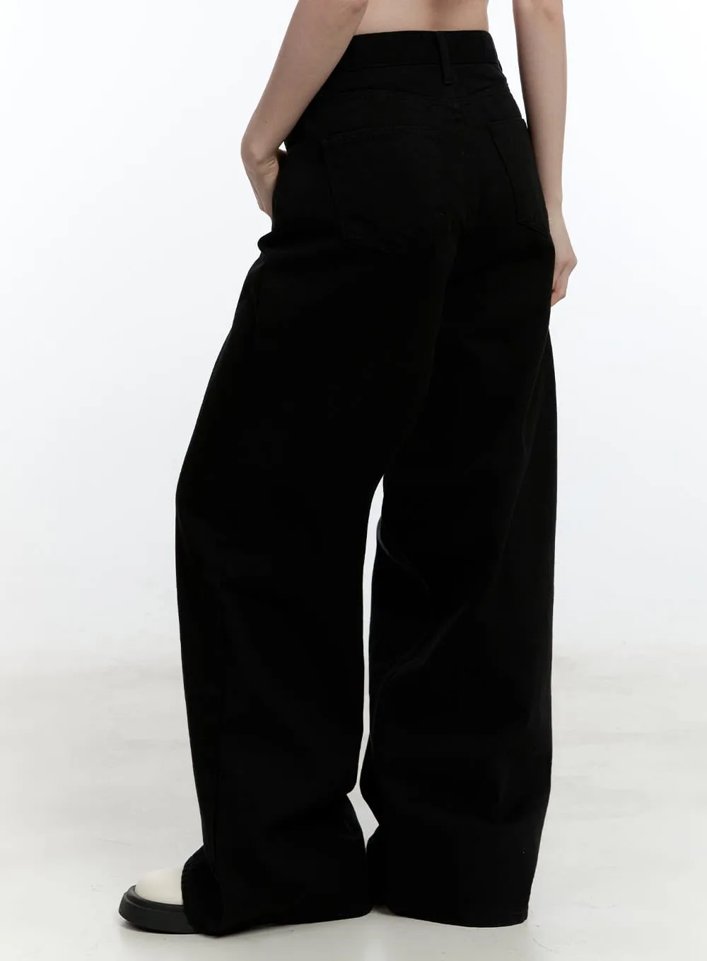 Solid Cotton Wide-Leg Trousers CM521