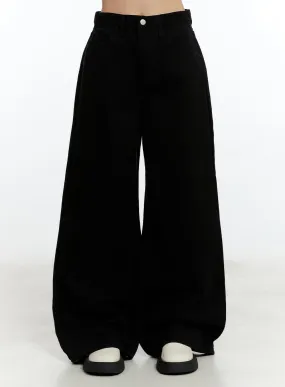 Solid Cotton Wide-Leg Trousers CM521