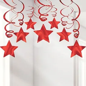 Swirl Decorations - Red (15pk)