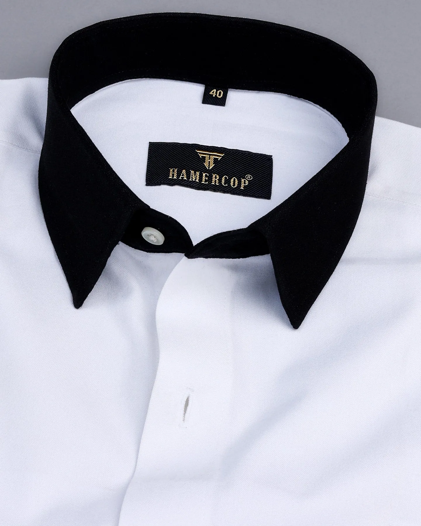White Oxford With Black Cuff Collar Formal Cotton Shirt